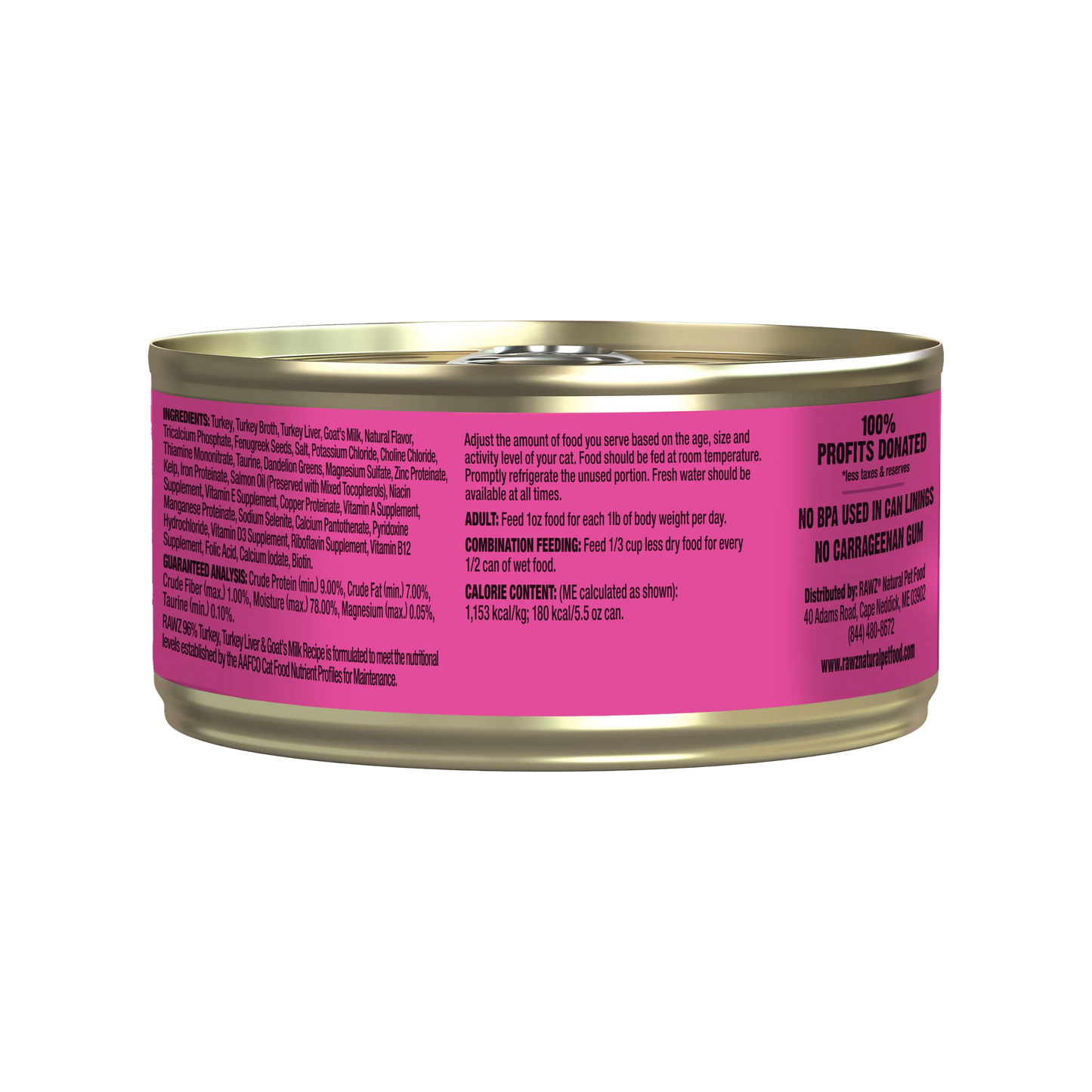 RAWZ 96% Turkey, Turkey Liver & Goat's Milk Pâté Canned Cat Food