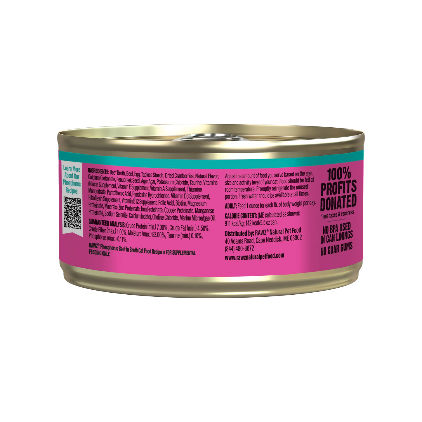 RAWZ Reduced Phosphorus Beef Pate Canned Food for Cats