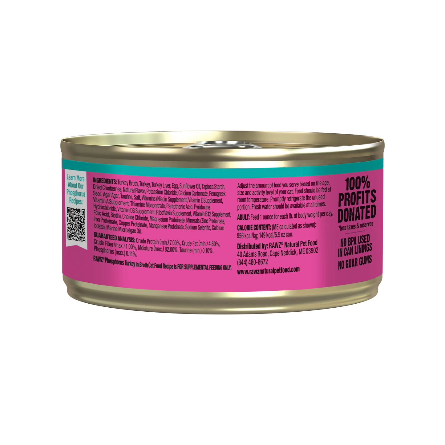 RAWZ Reduced Phosphorus Turkey Pate Canned Food for Cats