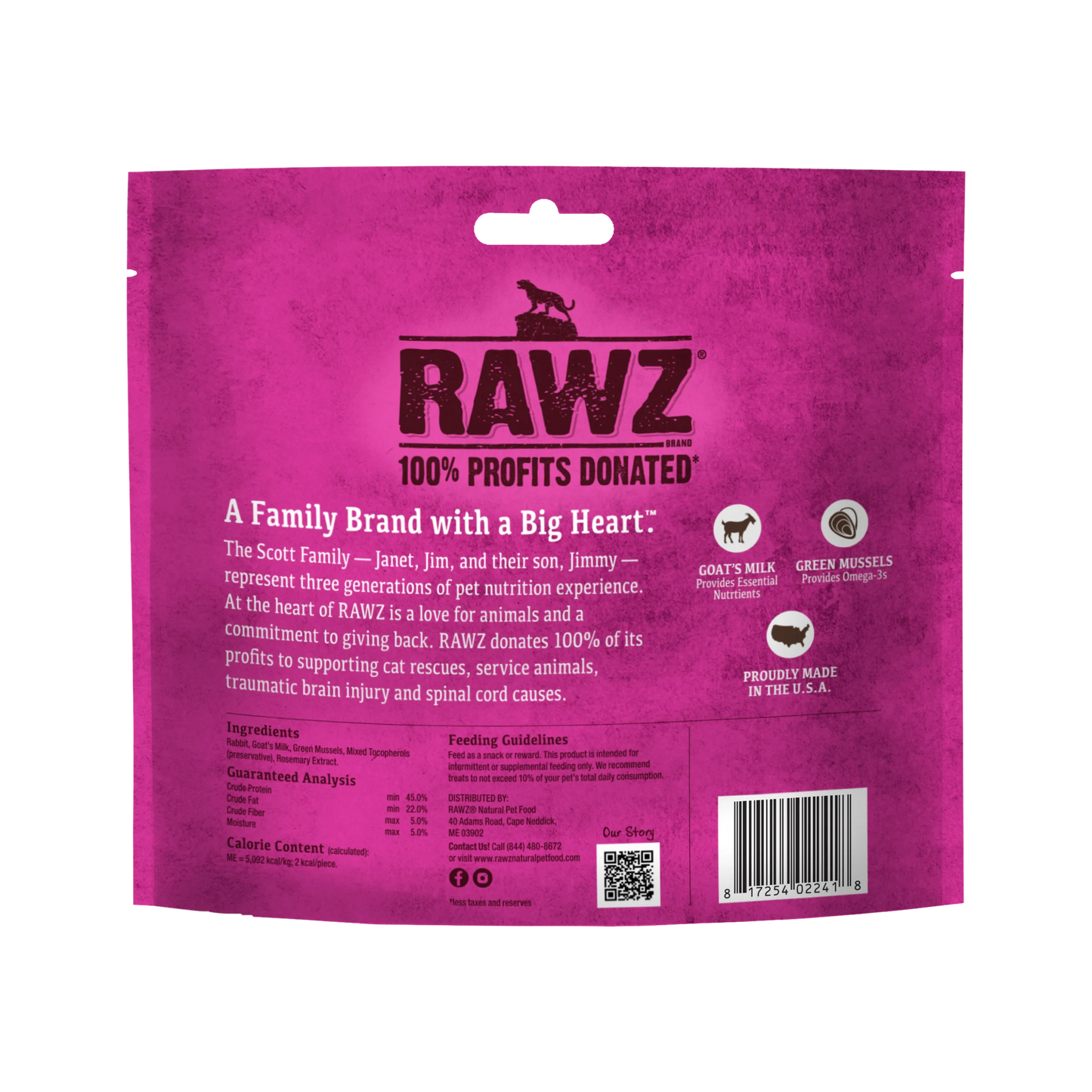 RAWZ Freeze Dried Rabbit, Goat's Milk & Green Mussels Crunchy Cat Treats