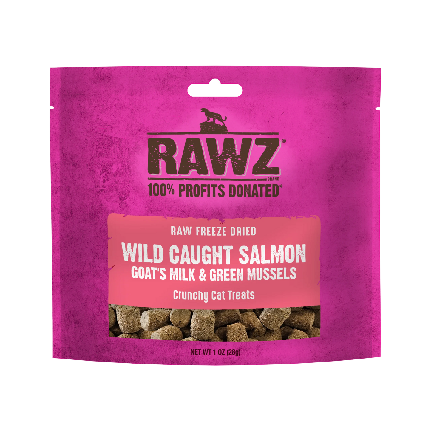 RAWZ Freeze Dried Wild Caught Salmon, Goat's Milk & Green Mussels Crunchy Cat Treats