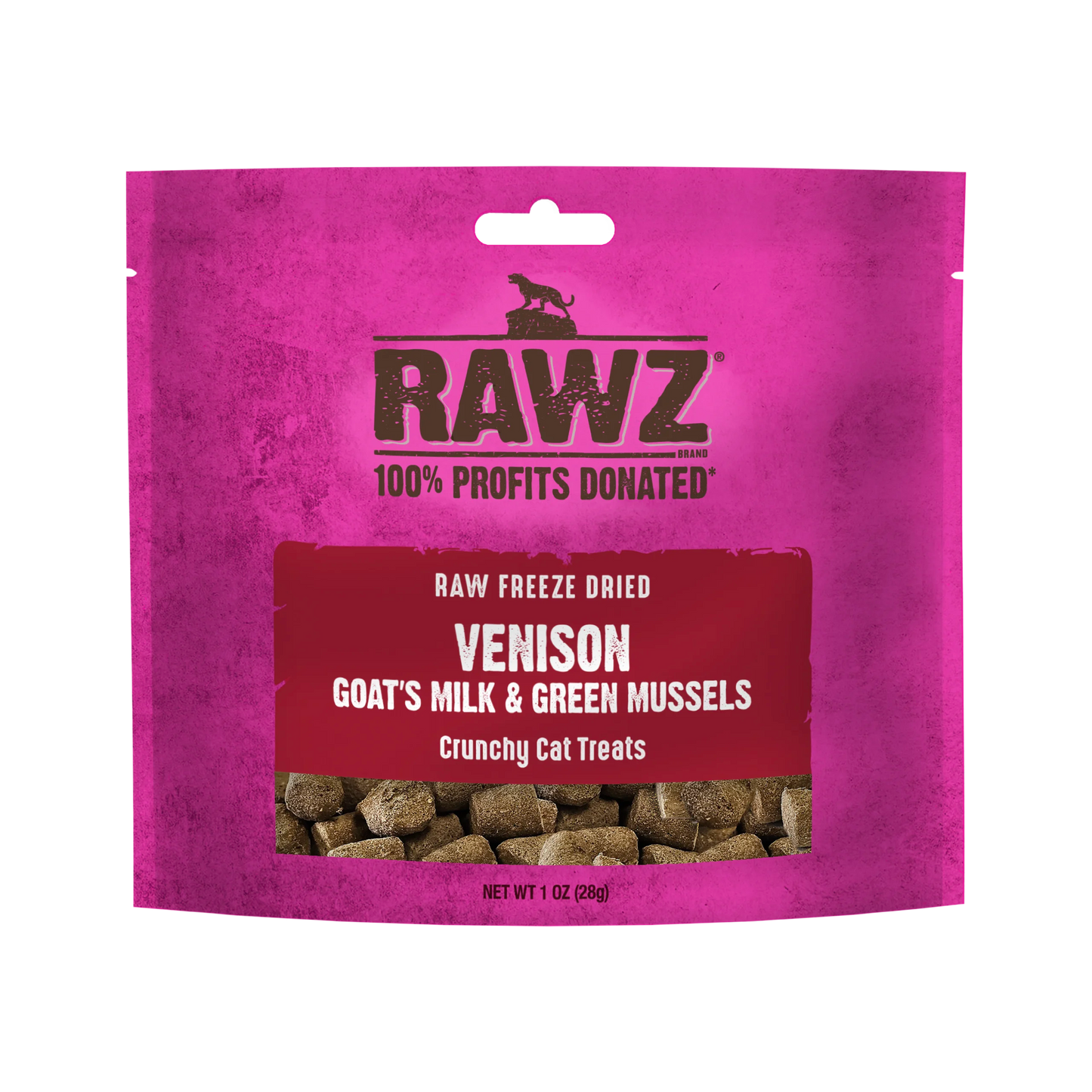 RAWZ Freeze Dried Venison, Goat's Milk & Green Mussels Crunchy Cat Treats