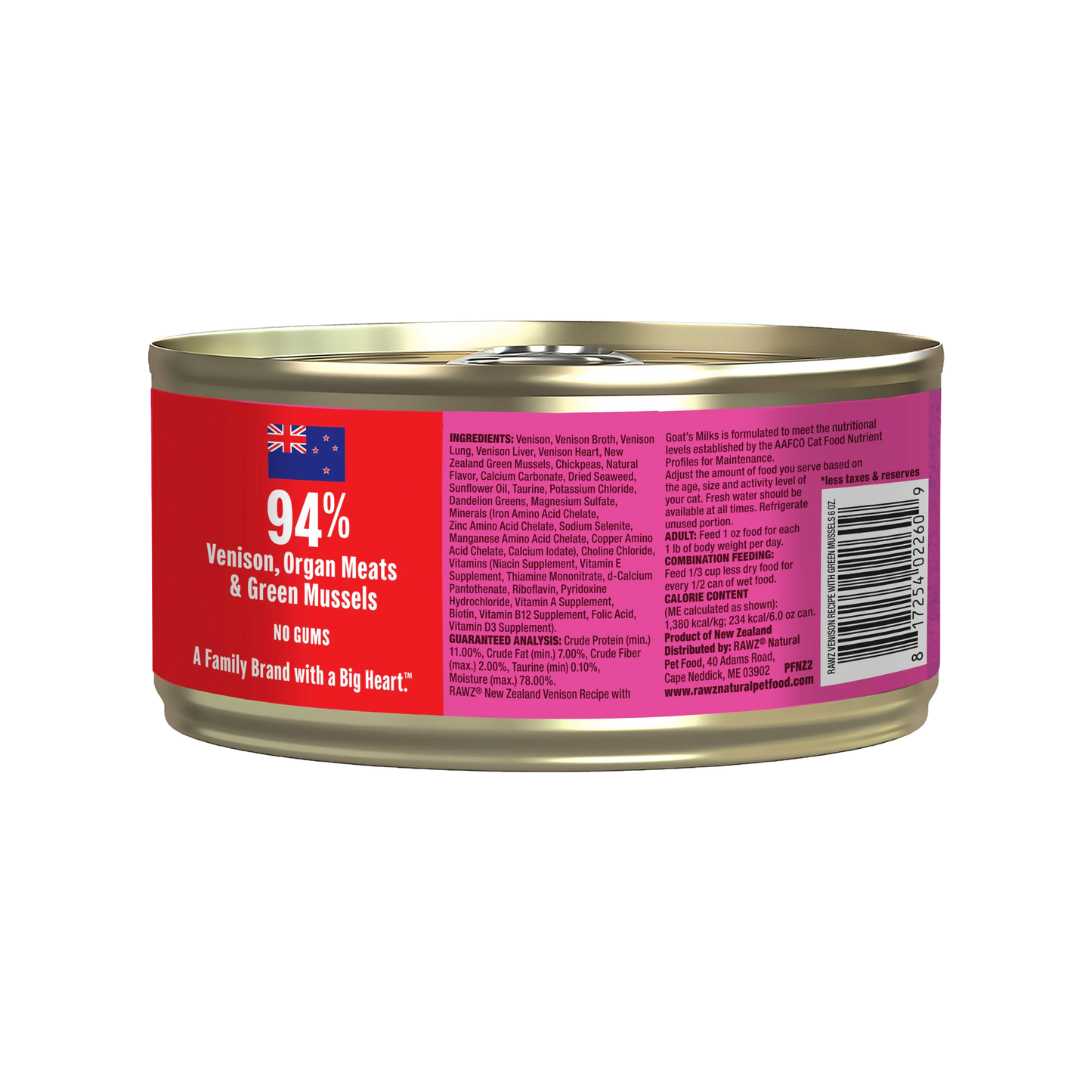 RAWZ 94% Venison with Green Mussels Pâté for Cats