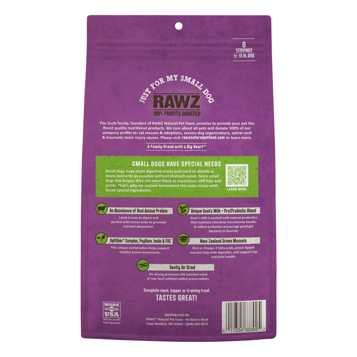 RAWZ Air Dried "Just for My Small Dog" Lamb Recipe
