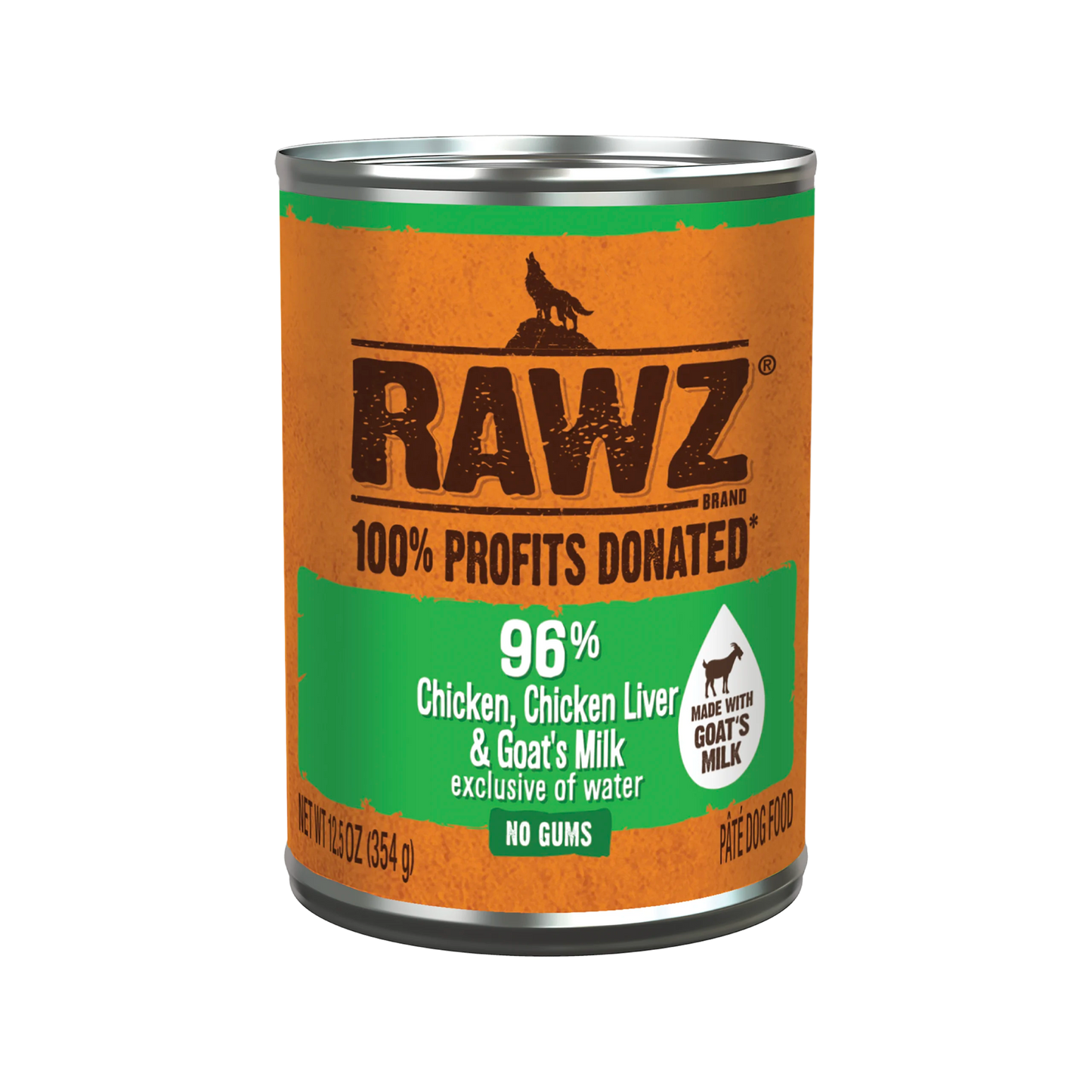 RAWZ 96% Chicken, Chicken Liver & Goat's Milk Pate Canned Food for Dogs