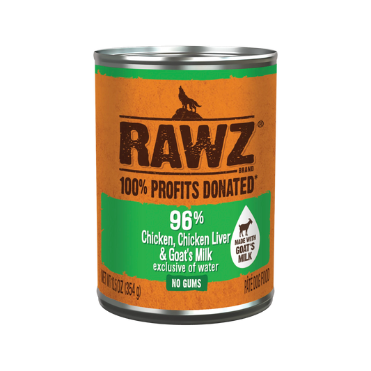 RAWZ 96% Chicken, Chicken Liver & Goat's Milk Pate Canned Food for Dogs
