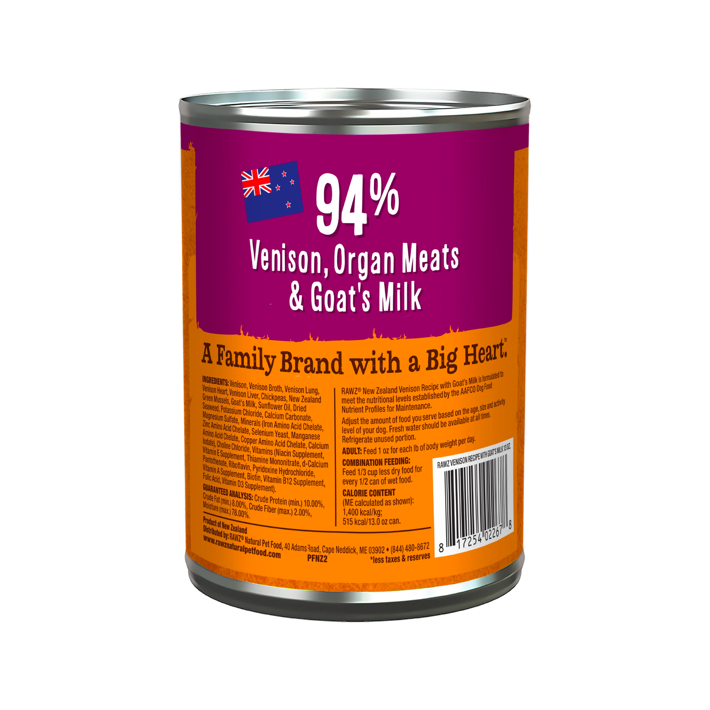 RAWZ 94% Venison with Goat’s Milk Pâté for Dogs
