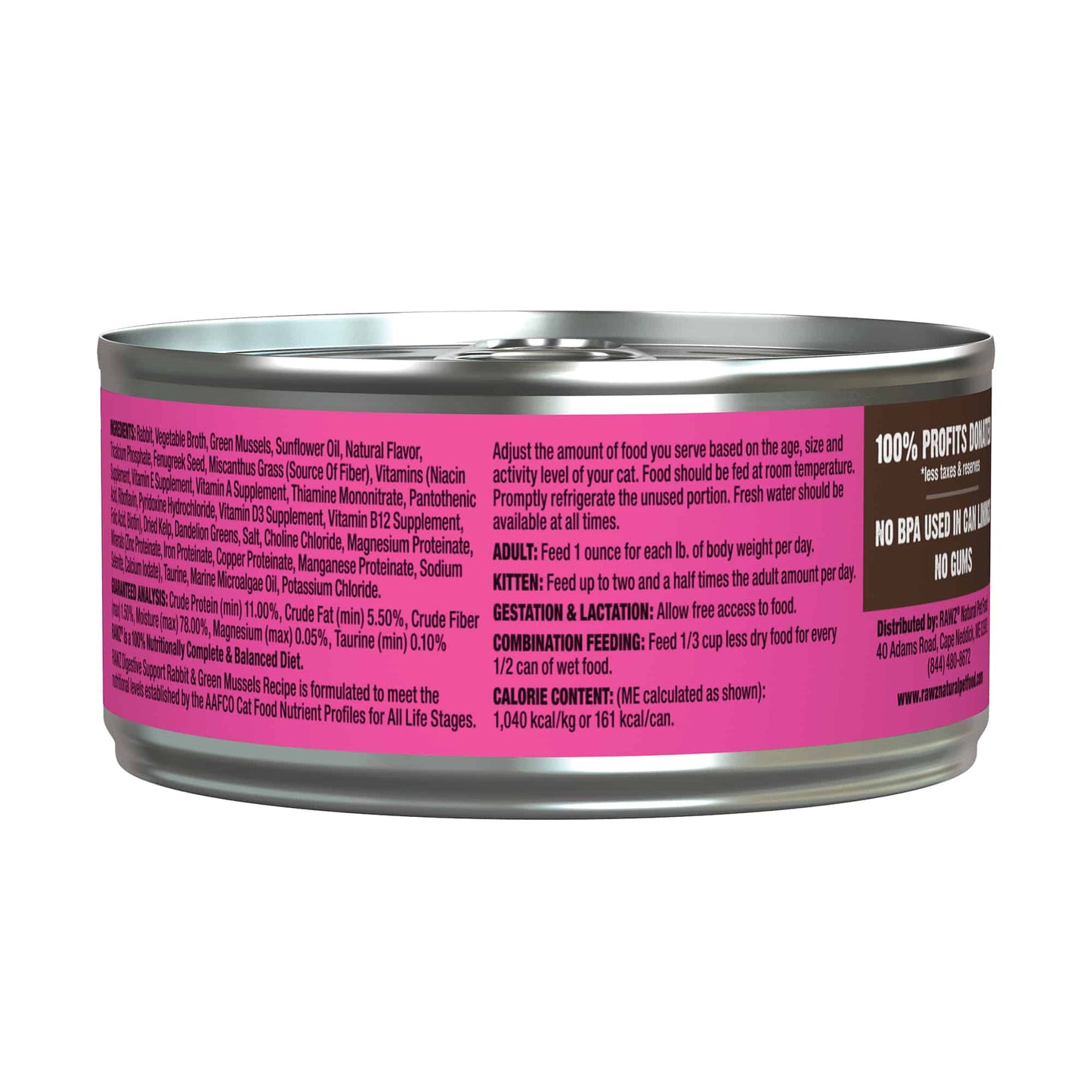 RAWZ Digestive Support Rabbit & Green Mussels Canned Cat Food