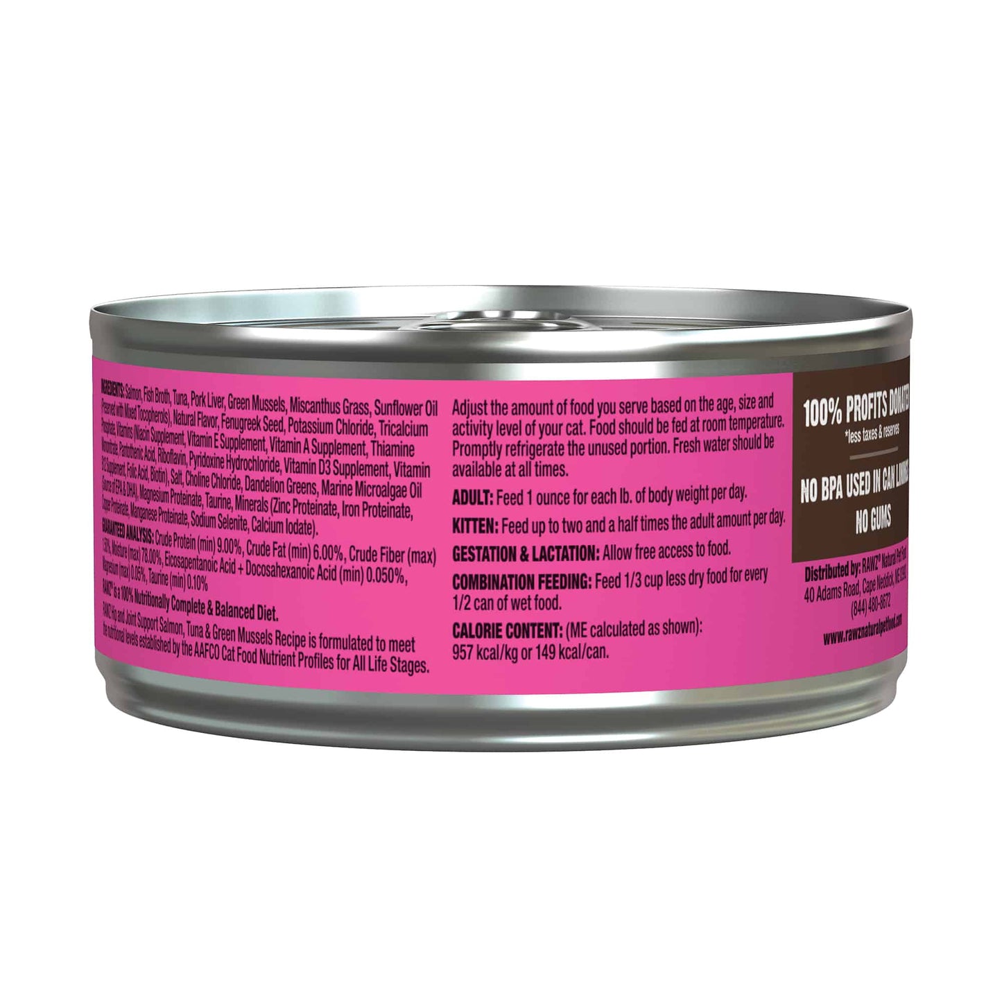 RAWZ Hip & Joint Support Salmon, Tuna & Green Mussels Canned Cat Food