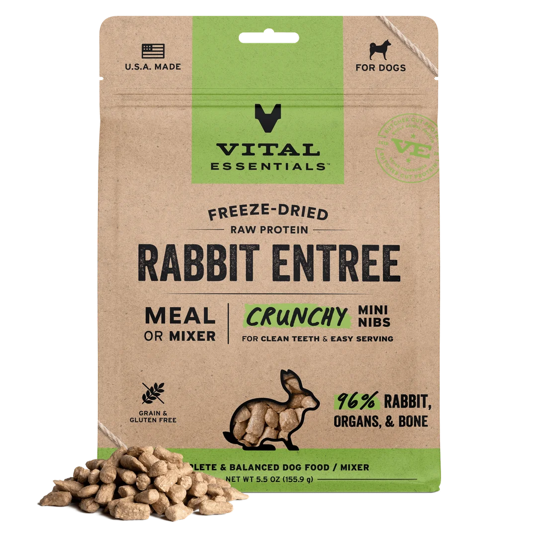 Vital Essentials Freeze-Dried Raw Rabbit Entree Mini Nibs for Dogs