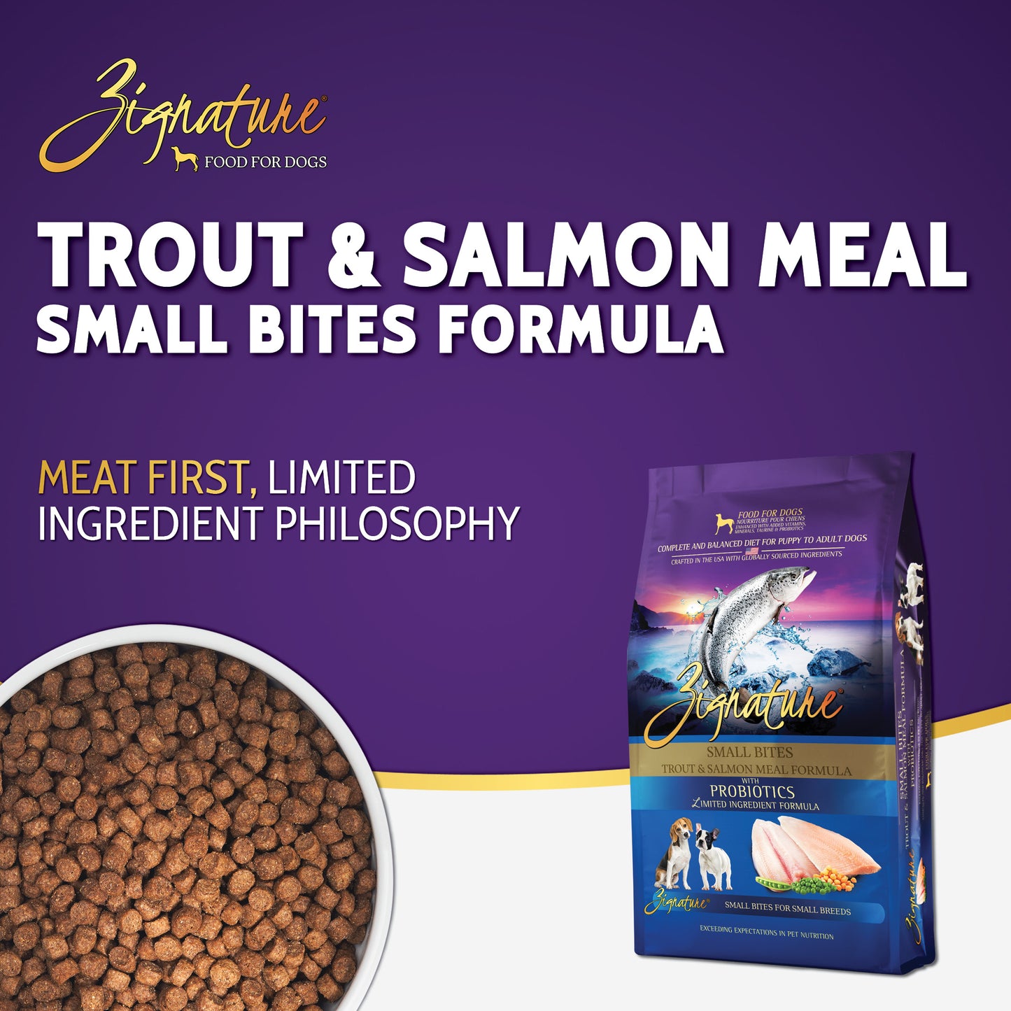 Zignature Trout and Salmon Meal Small Bites Formula Dry Dog Food
