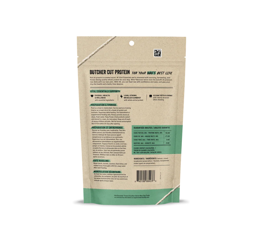 Vital Essentials Freeze-Dried Raw Salmon Bite Dog Treats