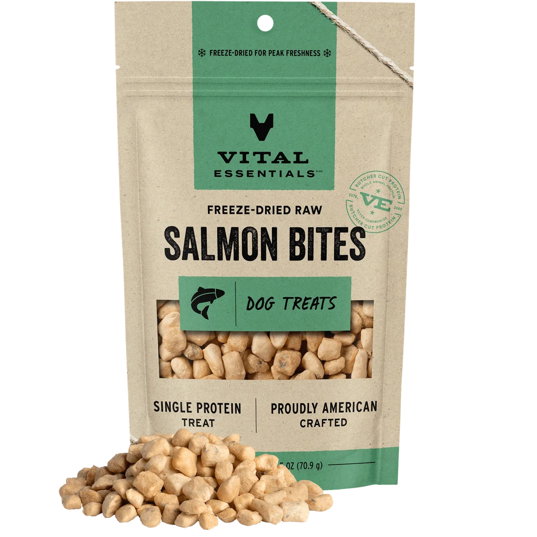 Vital Essentials Freeze-Dried Raw Salmon Bite Dog Treats