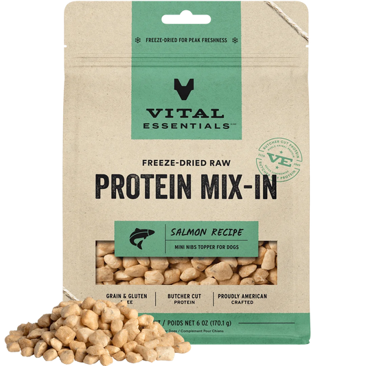 Vital Essentials Freeze-Dried Raw Protein Mix-In Mini Nibs Salmon Recipe Topper for Dogs