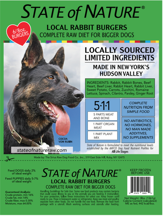 State of Nature Frozen Raw Rabbit Burgers for Dogs