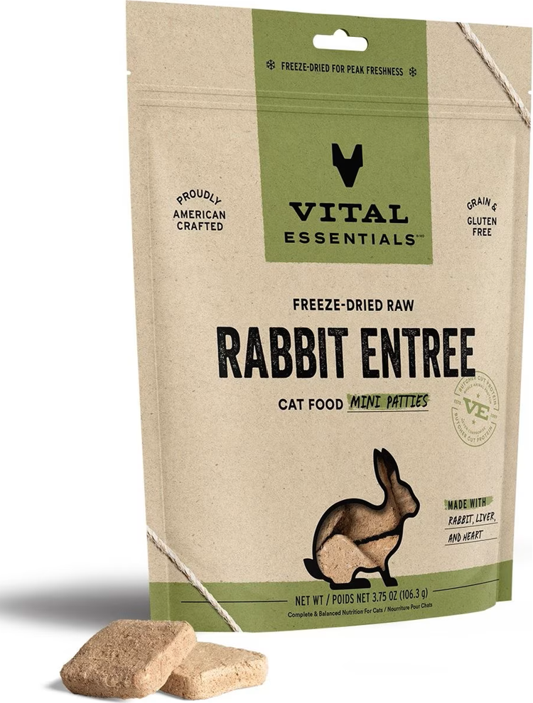 Vital Essentials Rabbit Freeze-Dried Mini Patties for Cats