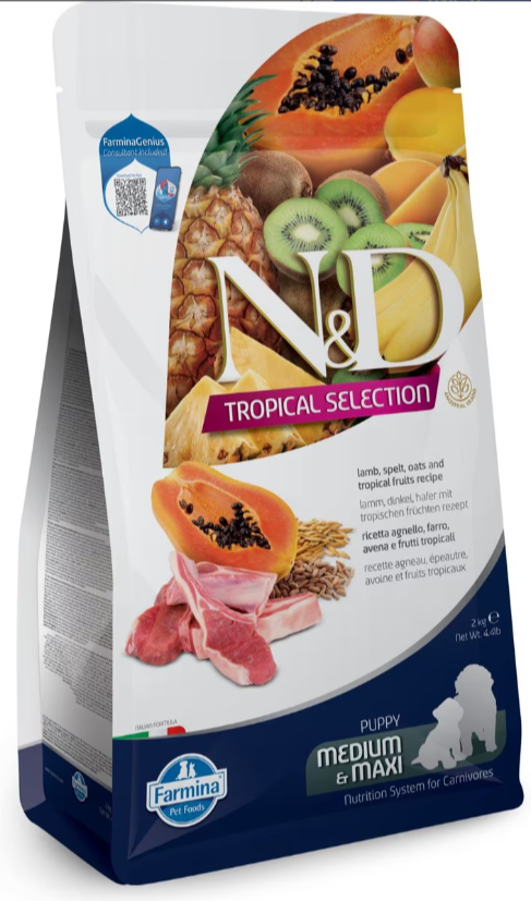 Farmina Natural & Delicious Tropical Selection Lamb Medium & Maxi Dry Puppy Food