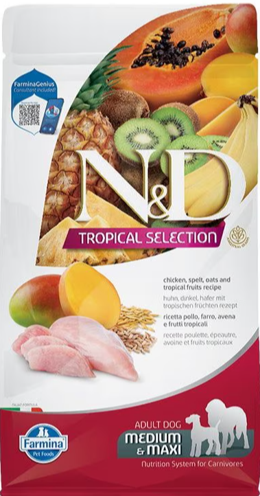 Farmina Natural & Delicious Tropical Selection Chicken Adult Medium & Maxi Dry Dog Food