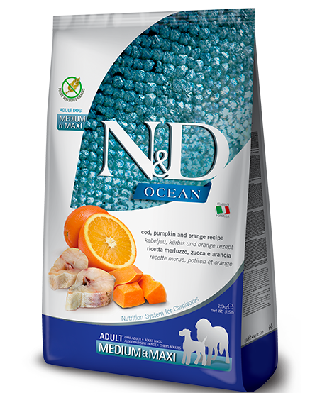 Farmina Natural & Delicious Ocean Cod, Pumpkin and Orange Medium & Maxi Adult Dry Dog Food