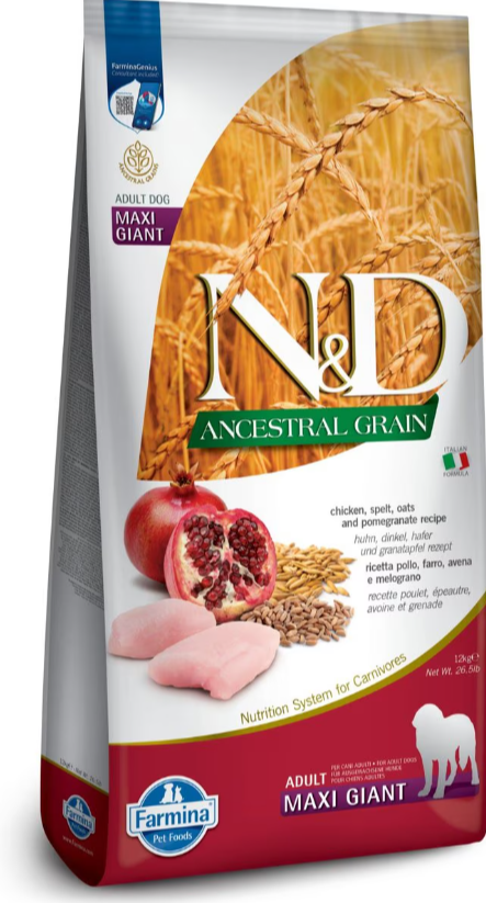Farmina Natural & Delicious Ancestral Grain Chicken and Pomegranate Maxi & Giant Adult Dry Dog Food