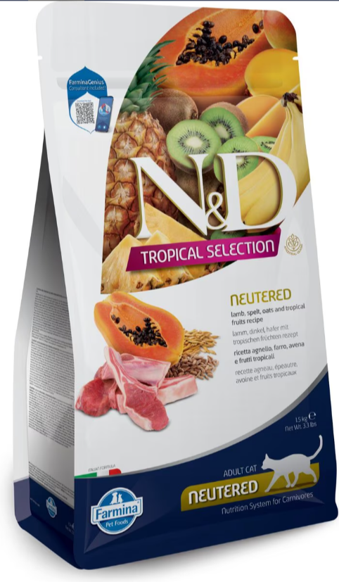 Farmina Natural & Delicious Tropical Selection Lamb Neutered Adult Dry Cat Food