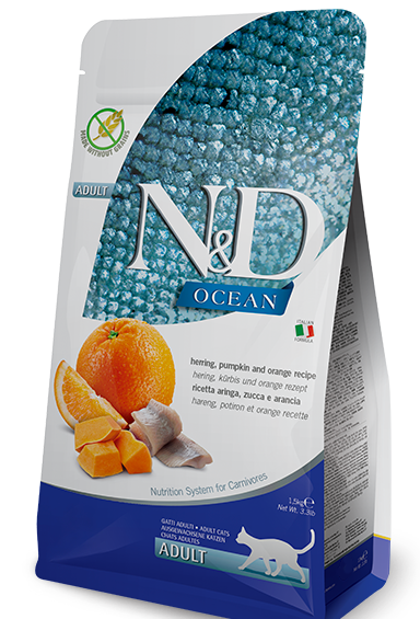 Farmina Natural & Delicious Ocean Herring, Pumpkin and Orange Adult Cat Dry Food