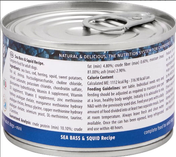 Farmina Natural & Delicious Ocean Sea Bass and Squid Mini Adult Canned Dog Food