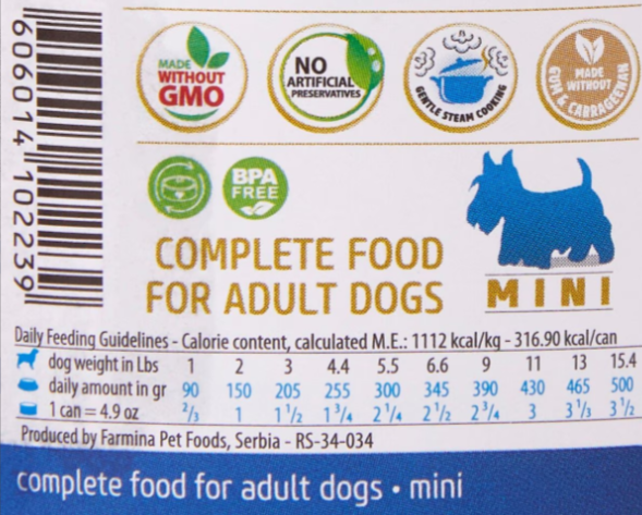 Farmina Natural & Delicious Ocean Sea Bass and Squid Mini Adult Canned Dog Food