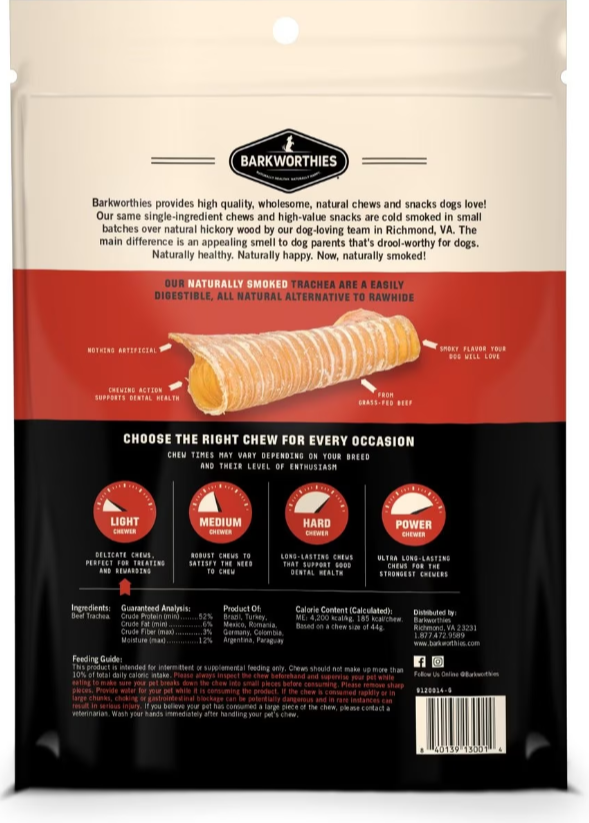 Barkworthies 6 Inch Smoked Trachea For Dogs