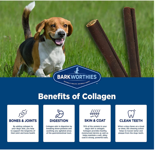 Barkworthies 6 Inch Collagen Grain Free Beef Stick For Dogs