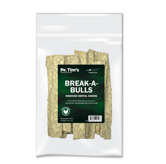 Dr. Tim's Break-A-Bulls Rawhide Dental Chews For Dogs