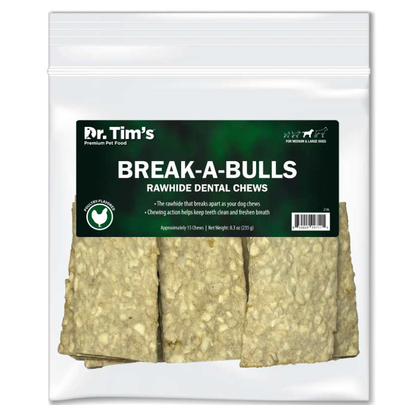 Dr. Tim's Break-A-Bulls Rawhide Dental Chews For Dogs