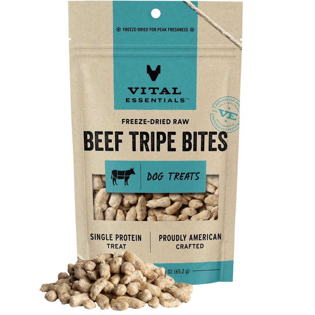 Vital Essentials Freeze-Dried Beef Tripe Bite Treats for Dogs