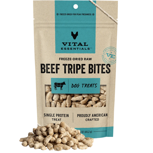Vital Essentials Freeze-Dried Beef Tripe Bite Treats for Dogs