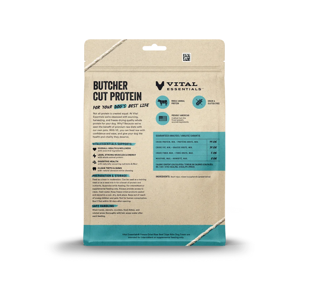 Vital Essentials Freeze-Dried Beef Tripe Nibs Treats for Dogs