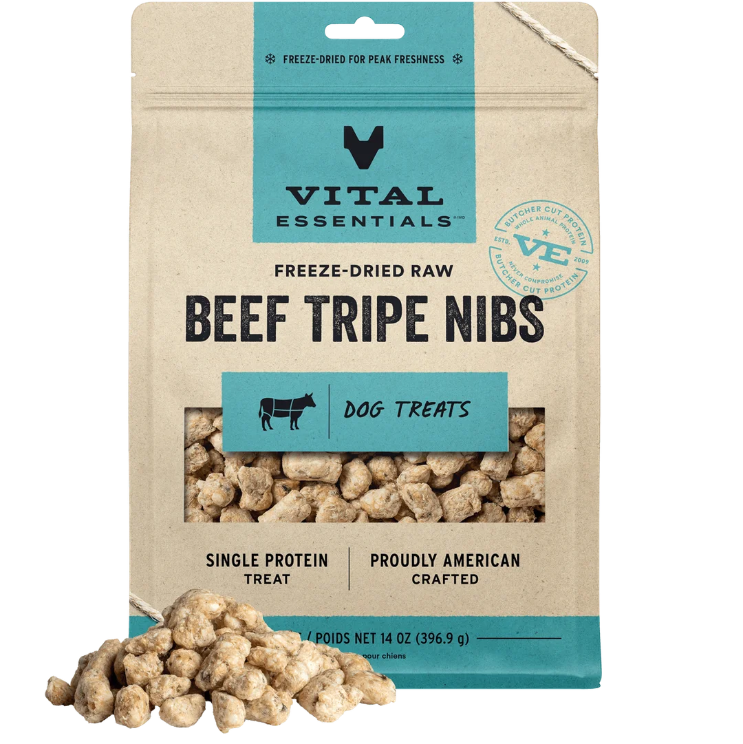 Vital Essentials Freeze-Dried Beef Tripe Nibs Treats for Dogs