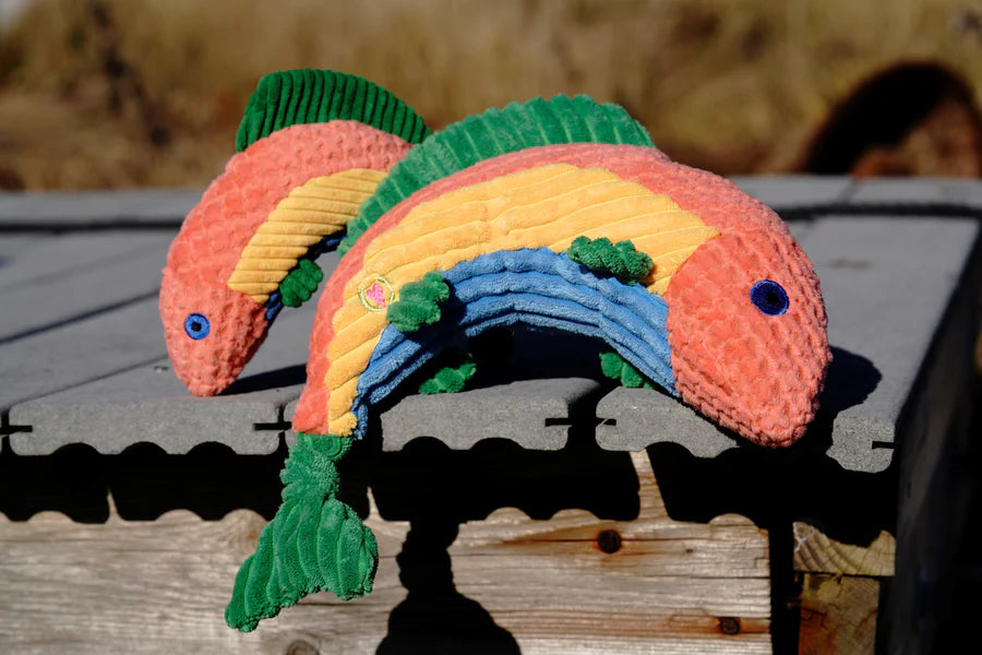 HuggleHounds Raucous Rainbow Trout Knottie Dog Toy