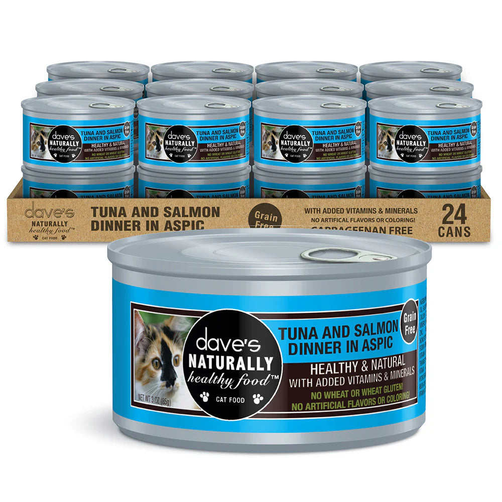 Dave’s Naturally Healthy Grain Free Cat Food Tuna & Salmon Dinner in Aspic