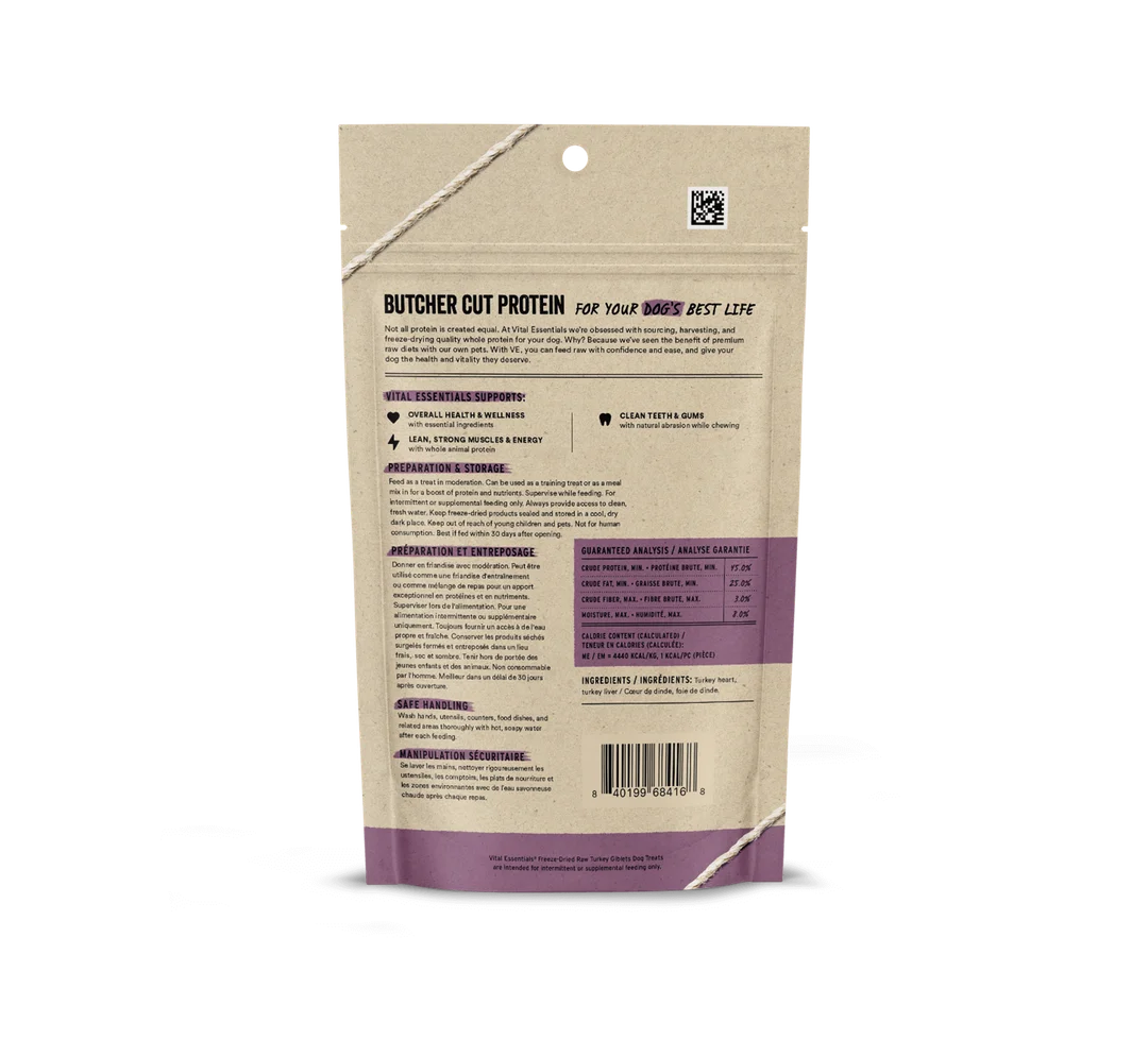 Vital Essentials Freeze-Dried Raw Turkey Giblet Dog Treats
