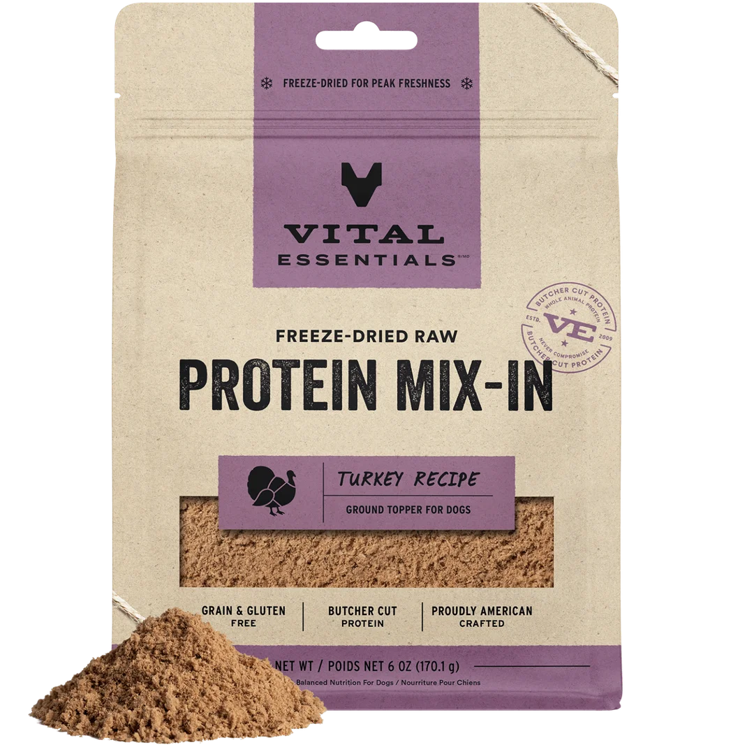Vital Essentials Freeze-Dried Raw Protein Mix-In Ground Topper Turkey Recipe for Dogs