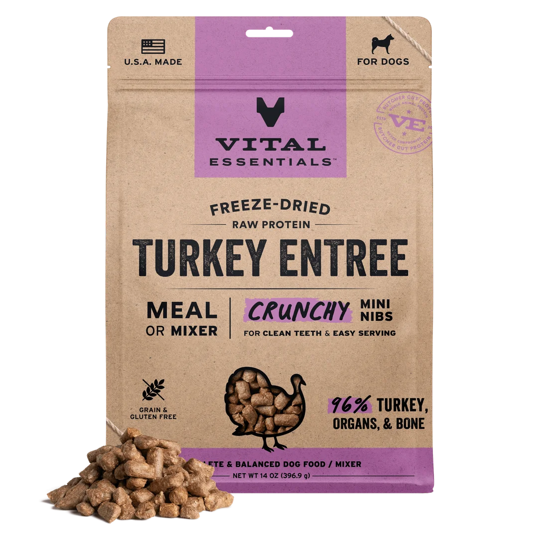 Vital Essentials Freeze-Dried Raw Turkey Entree Mini Nibs for Dogs