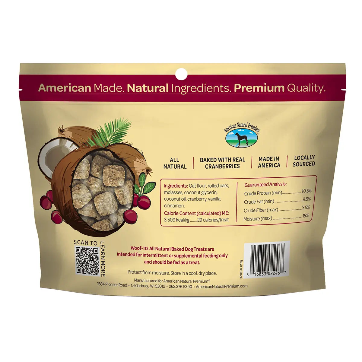 American Natural Premium Woof-Itz Cravin' Coconut Cranberry Dog Treats