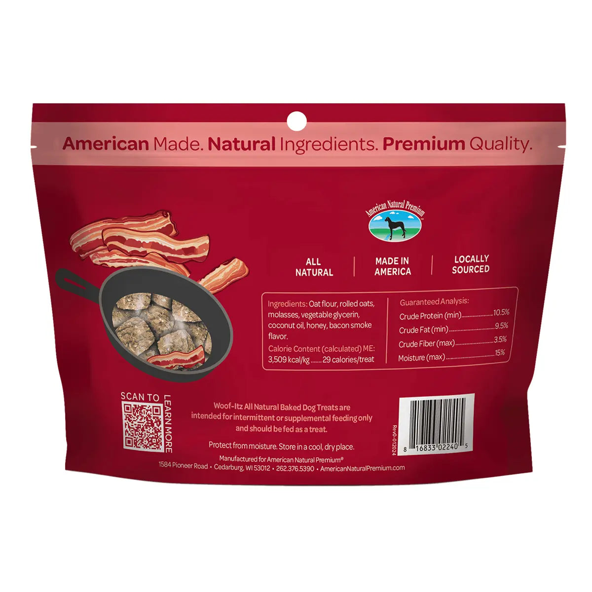 American Natural Premium Woof-Itz Sizzlin' Bacon Dog Treats