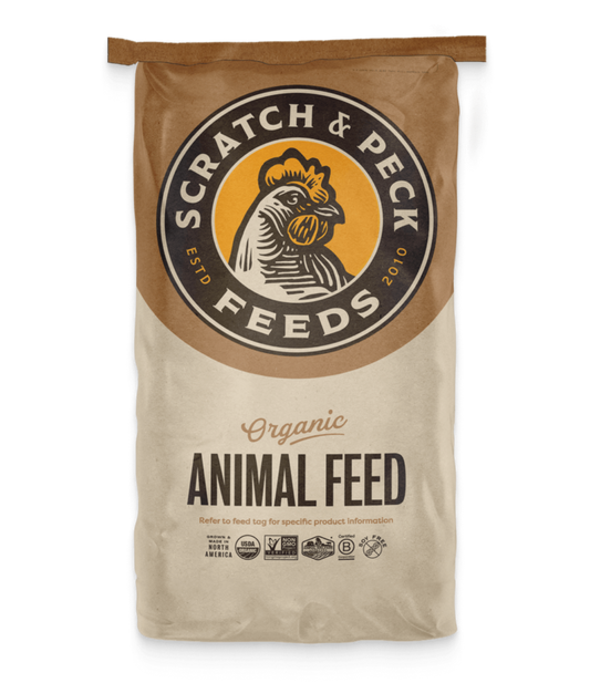Scratch & Peck Organic Broiler Feed - Grower Mash + Corn