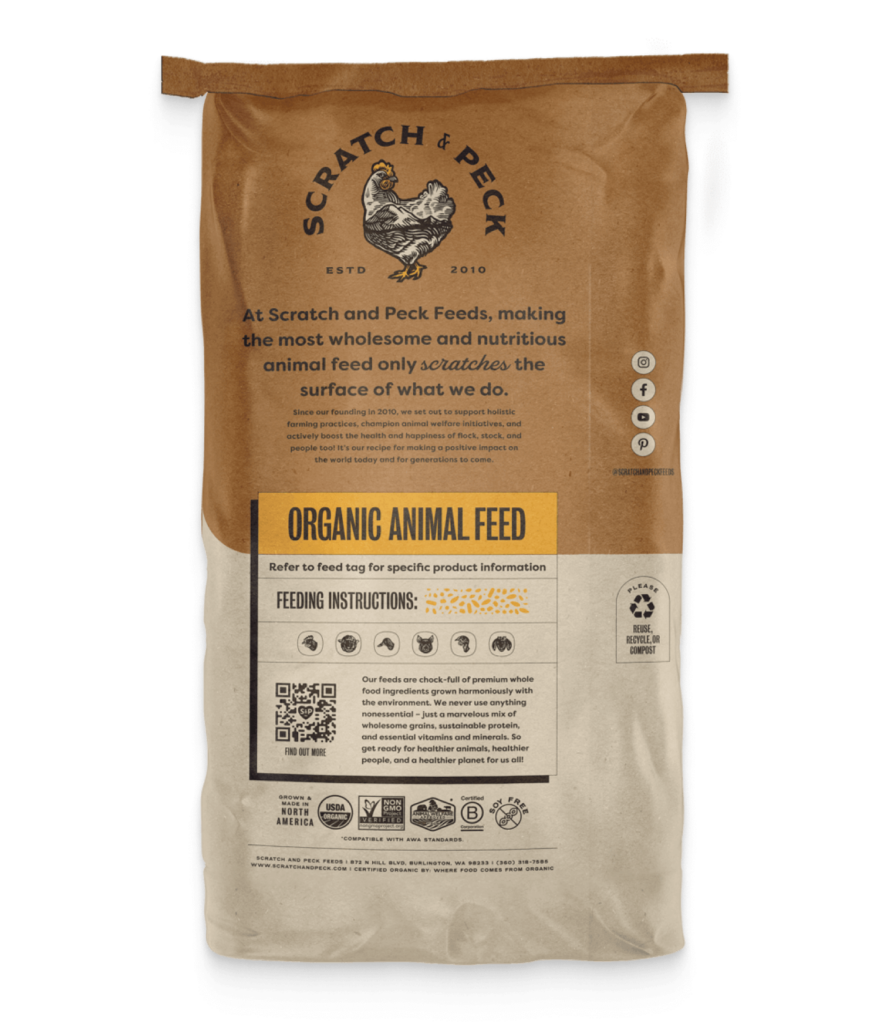 Scratch & Peck Organic Broiler Feed - Grower Mash + Corn