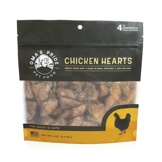 Oma's Pride Freeze-Dried Chicken Hearts for Dogs and Cats