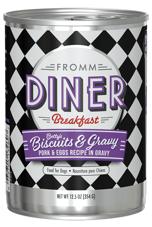 Fromm Diner Breakfast Betty's Biscuits & Gravy Pork & Eggs Recipe in Gravy Canned Dog Food