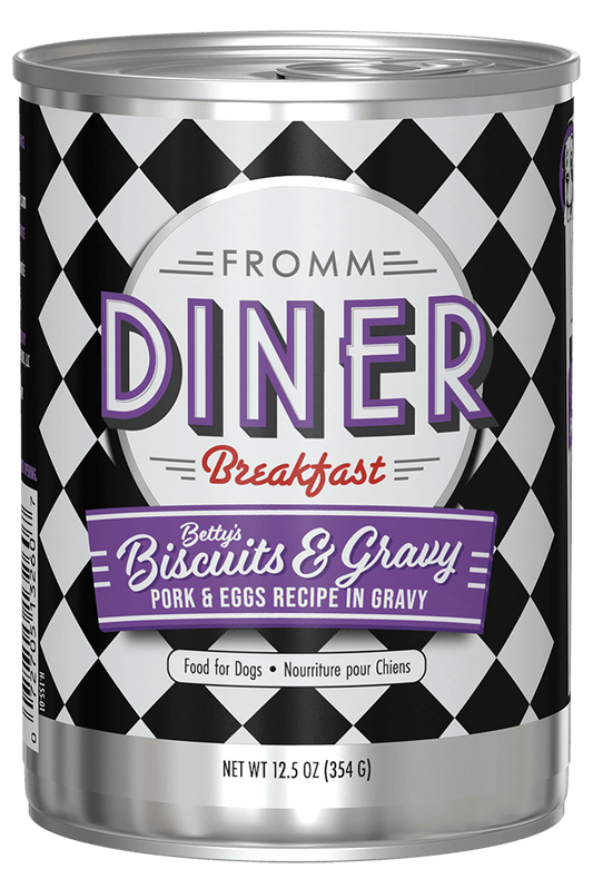 Fromm Diner Breakfast Betty's Biscuits & Gravy Pork & Eggs Recipe in Gravy Dog Food