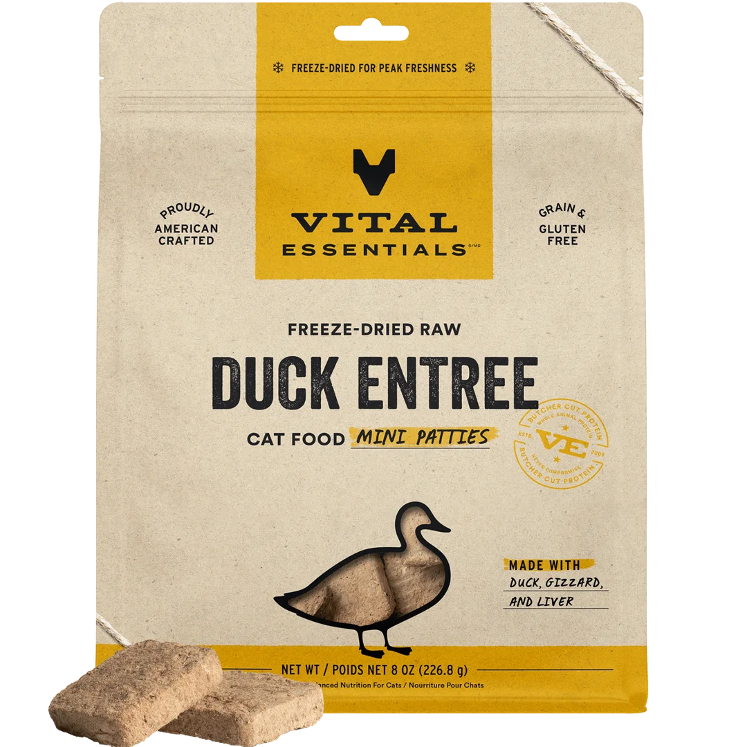 Vital Essentials Freeze-Dried Raw Duck Entree Mini Patties for Cats