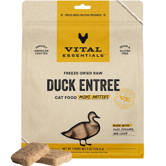Vital Essentials Freeze-Dried Raw Duck Entree Mini Patties for Cats